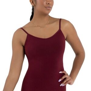Capezio Burgundy V Neck Cami Leotard with Criss Cross Back XL